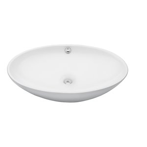 Novatto Bianco Uovo Oval Vessel Sink - 24.75-in - White
