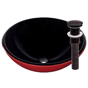 Novatto Catalonia Round Vessel Sink - 16.5-in - Black and Red/Oil Rubbed Bronze