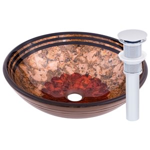 Novatto Tappezzeria Round Vessel Sink - 16.5-in - Light Red/Chrome