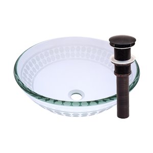 Novatto Imponeren Round Vessel Sink - 16.5-in - Frosted Glass/Oil Rubbed Bronze