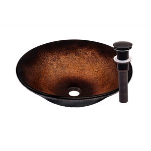 Novatto Sanguinello Round Vessel Sink - 17.5-in - Brown/Oil Rubbed Bronze