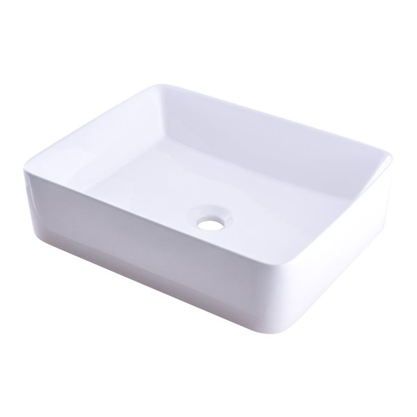 Novatto Porcelain Rectangular Vessel Sink - 20.75-in - White