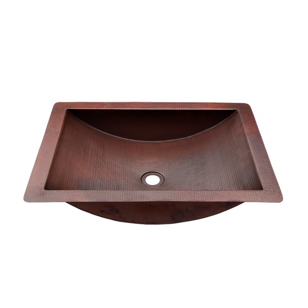 Novatto Merida Rectangular Drop-In/Undermount Sink - 16-in - Antique Copper