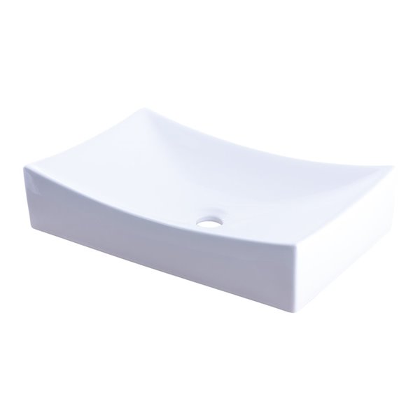 Novatto Porcelain Rectangular Vessel Sink - 13.75-in - White