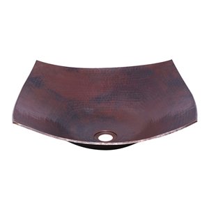 Novatto Malaga Square Vessel Sink - 18-in - Hammered Antique Copper/Oil Rubbed Bronze