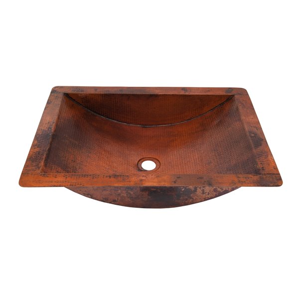 Novatto Merida Rectangular Drop-In/Undermount Sink - 16-in - Natural Copper/Oil Rubbed Bronze