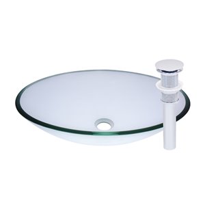 Novatto Ovale Vessel Sink - 15-in - Clear Glass/Chrome