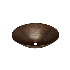 Novatto Bilboa Oval Vessel Sink - 14-in - Hammered Antique Copper/Oil Rubbed Bronze