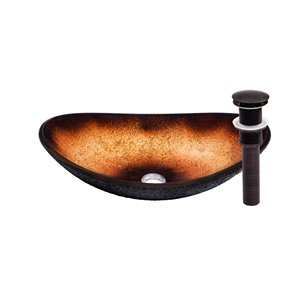 Novatto Rena Oval Vessel Sink - 14.5-in - Brown/Oil Rubbed Bronze