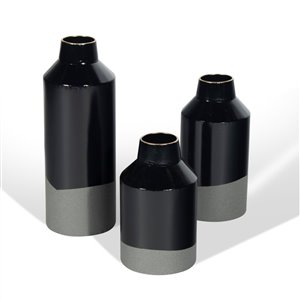 Gild Design House Jalen Decorative Metal Table Vase - Black - Set of 3