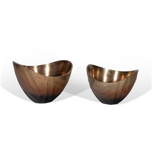Gild Design House Arlette Decorative Metal Bowls - Bronze - 7-in - Set of 2