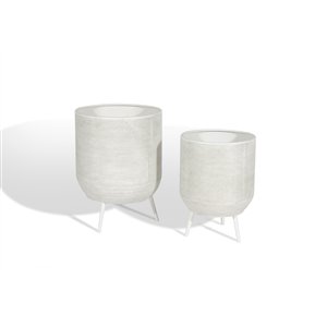 Gild Design House Blossom Metal Floor Planters - White - Set of 2