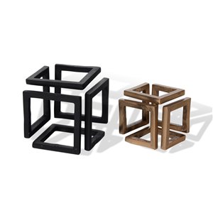 Accessoire décoratif forme de cube en métal Ryker Gild Design House, ens. de 2