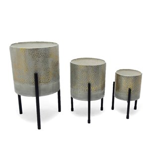 Jardinières de table en métal Ambre Gild Design House, ens. de 3