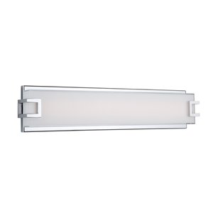 Luminaire vanité de salle de bain Hampstead d'Artcraft Lighting AC7321CH, 3 po x 5 po x 23,25 po, chrome et verre opale,