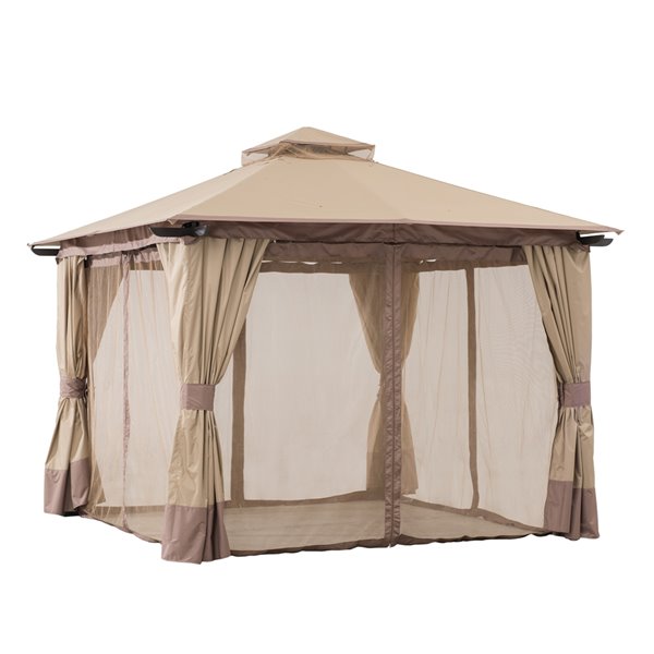 Semi-permanent Steel Gazebo - Square - Steel Top - 12-ft x 12-ft - Sesame