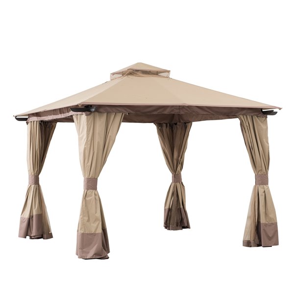 Semi-permanent Steel Gazebo - Square - Steel Top - 12-ft x 12-ft - Sesame