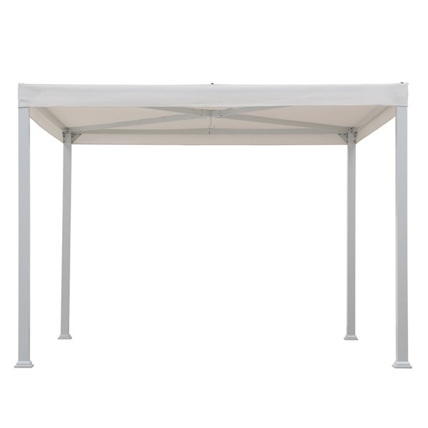 Sunjoy Semi-permanent Steel Gazebo - Square - Polyester Top - 10-ft x 10-ft - White