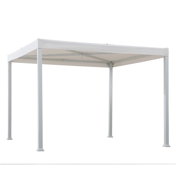 Sunjoy Semi-permanent Steel Gazebo - Square - Polyester Top - 10-ft x 10-ft - White