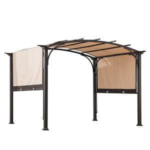 Sunjoy Semi-permanent Steel Gazebo - Rectangle - Steel Top - 8-ft x 10-ft - Beige