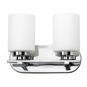 Russell Lighting Vanity 2-Light Wall Sconce - Polished Chrome - 9-in x 12-in