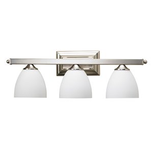 Russell Lighting Vanity 3-Light Wall Sconce - Brushed Chrome - 9-in x 24-in