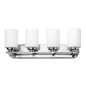 Applique murale pour salle de bain Russell Lighting à 4 lumières, chrome poli, 9 po x 30 po