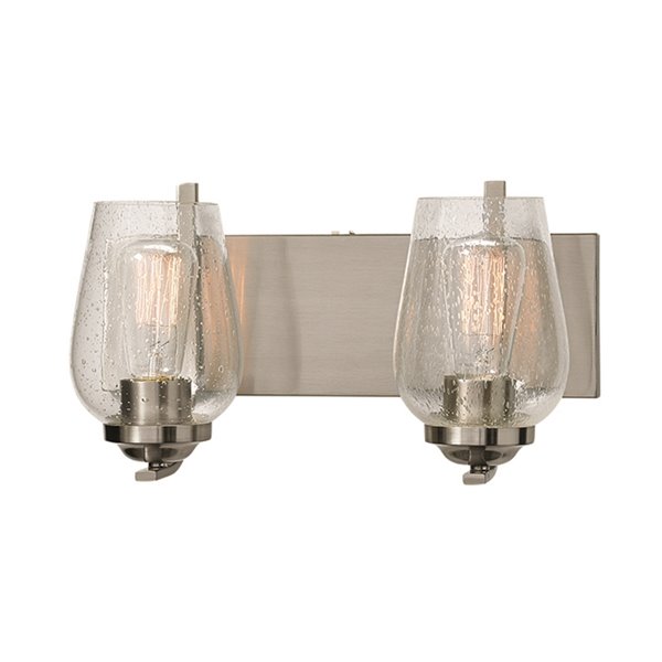 Russell Lighting Bordeaux Vanity 2-Light Wall Sconce - Brushed Chrome - 8-in x 15-in