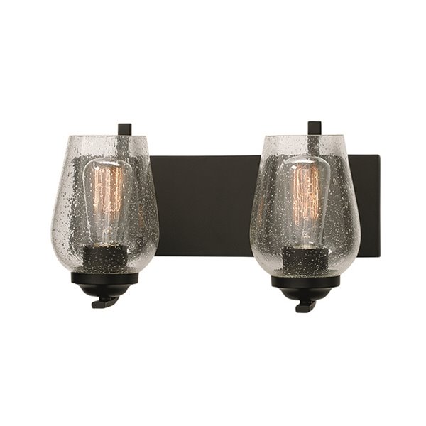 Russell Lighting Bordeaux Vanity 2-Light Wall Sconce - Black - 15-in x 8-in