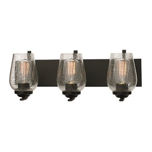 Russell Lighting Bordeaux Vanity 3-Light Wall Sconce - Black - 22-in x 8-in