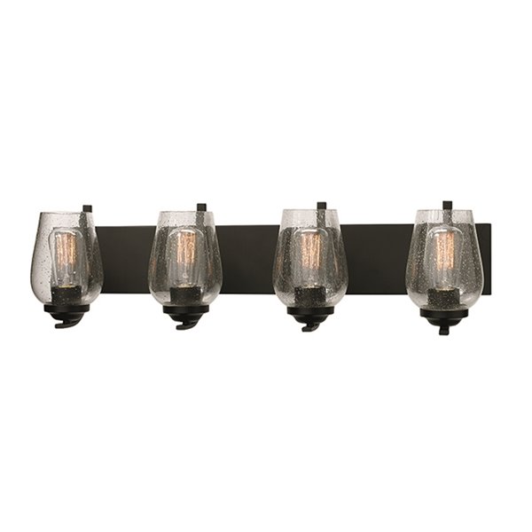 Russell Lighting Bordeaux Vanity 4-Light Wall Sconce - Black - 31-in x 8-in