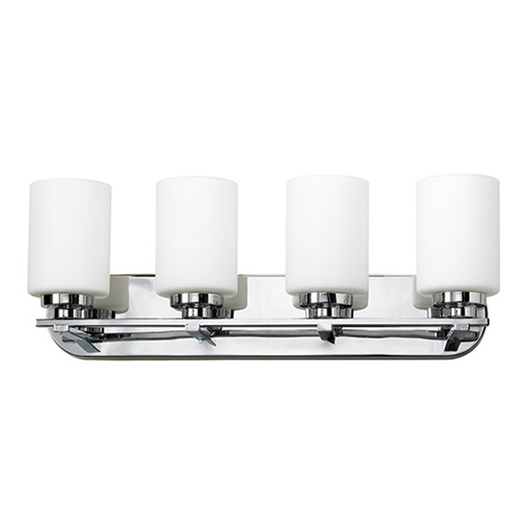 Applique murale pour salle de bain Russell Lighting à 4 lumières, chrome brossé, 9 po x 30 po