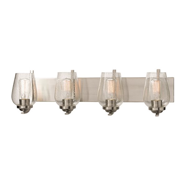 Russell Lighting Bordeaux Vanity 4-Light Wall Sconce - Brushed Chrome - 8-in x 31-in