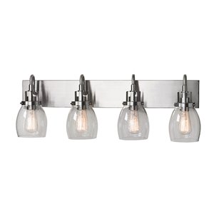 Russell Lighting Dayton Vanity 4-Light Wall Sconce - Brushed Chrome - 11-in x 31-in