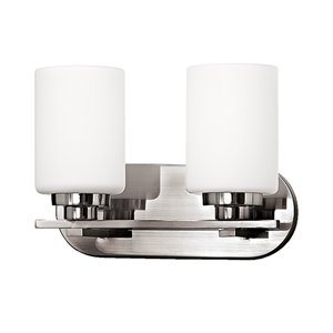 Russell Lighting Vanity 2-Light Wall Sconce - Brushed Chrome - 9-in x 12-in