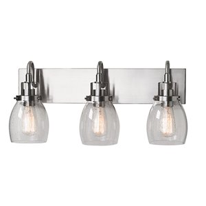 Applique murale pour salle de bain Russell Lighting à 3 lumières, chrome brossé, 11 po x 22 po