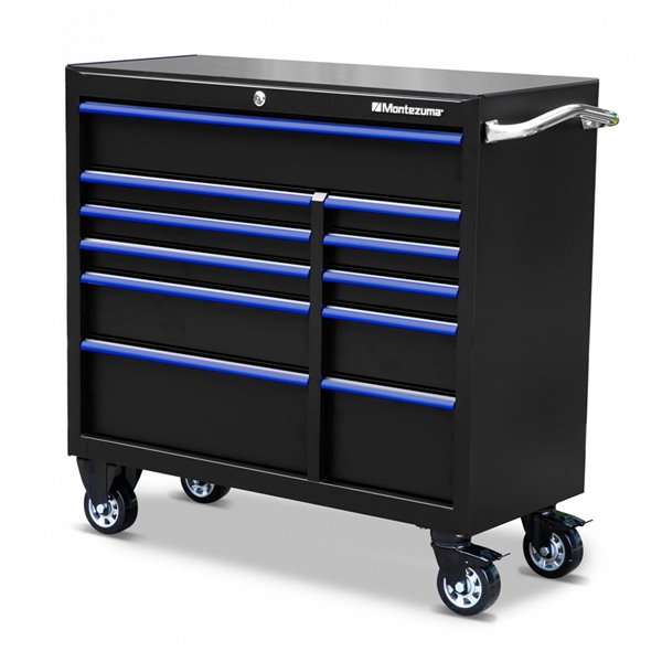 Montezuma Garage Drawer Cabinet - 11-Drawer - Black and Blue - 41-in x 18-in