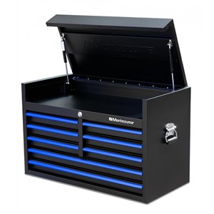Armoire à outils pour garage Montezuma à 8 tiroirs, noir et bleu, 36 po x 18 po