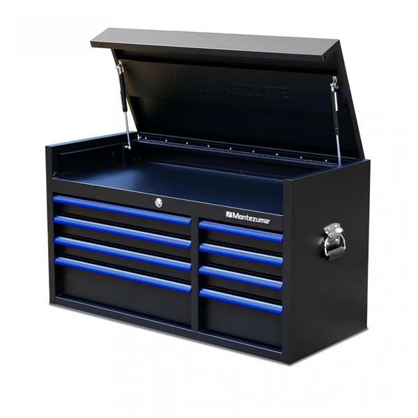 Montezuma Garage Tool Chest - 8-Drawer - Black and Blue - 41-in x 18-in