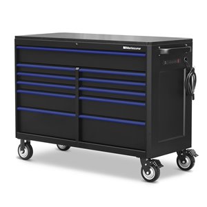 Coffre à outils Montezuma avec prises USB et d'alimentation, 11 tiroirs, 56 po x 24 po
