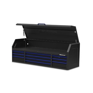 Coffre à outils Montezuma avec prises USB et d'alimentation, 10 tiroirs, 72 po x 24 po