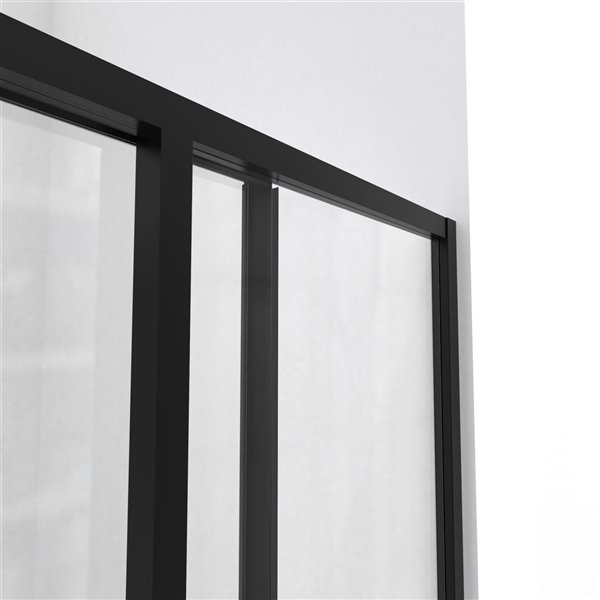 DreamLine Cornerview Framed Sliding Shower Door in Satin Black with Base in White - 42-in x 42-in x 72-in