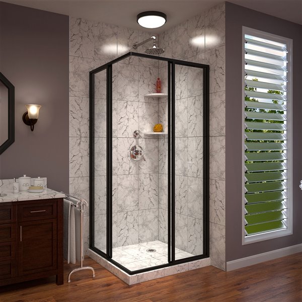 DreamLine Cornerview Shower Enclosure - Satin Black - 40.5-in W