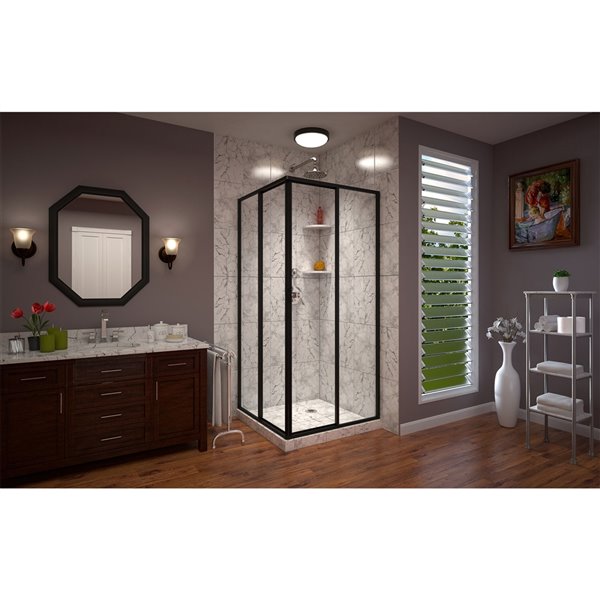 DreamLine Cornerview Shower Enclosure - Satin Black - 40.5-in W