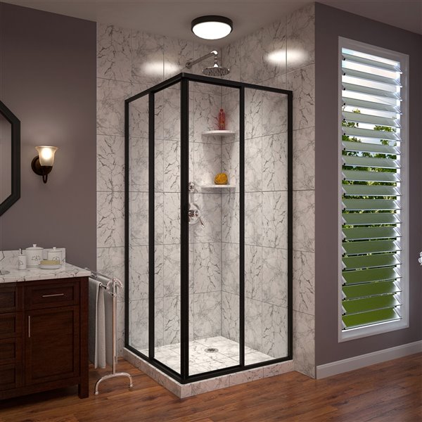 DreamLine Cornerview Shower Enclosure - Satin Black - 40.5-in W