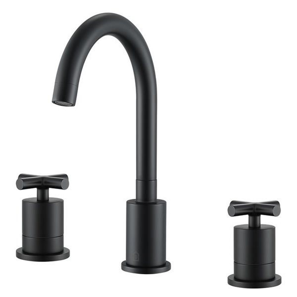 Ancona Ava Series Widespread Cross Handle Bathroom Faucet in Matt Black