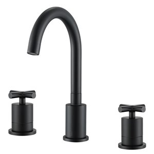 Ancona Ava Series Widespread Cross Handle Bathroom Faucet in Matt Black