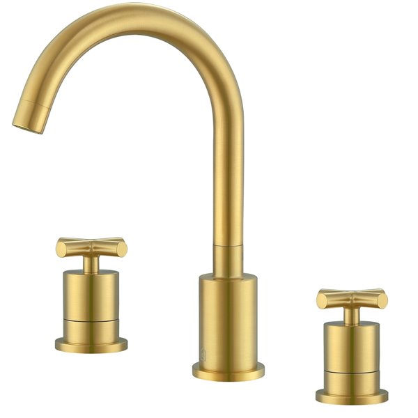 Ancona Ava Series Widespread Cross Handle Bathroom Faucet in Brushed Gold finish