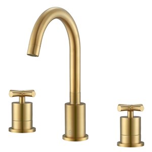 Ancona Ava Series Widespread Cross Handle Bathroom Faucet in Brushed Gold finish