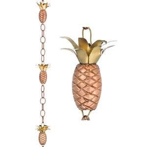 Good Directions Pineapple Rain Chain - 8.5-ft - Pure Copper